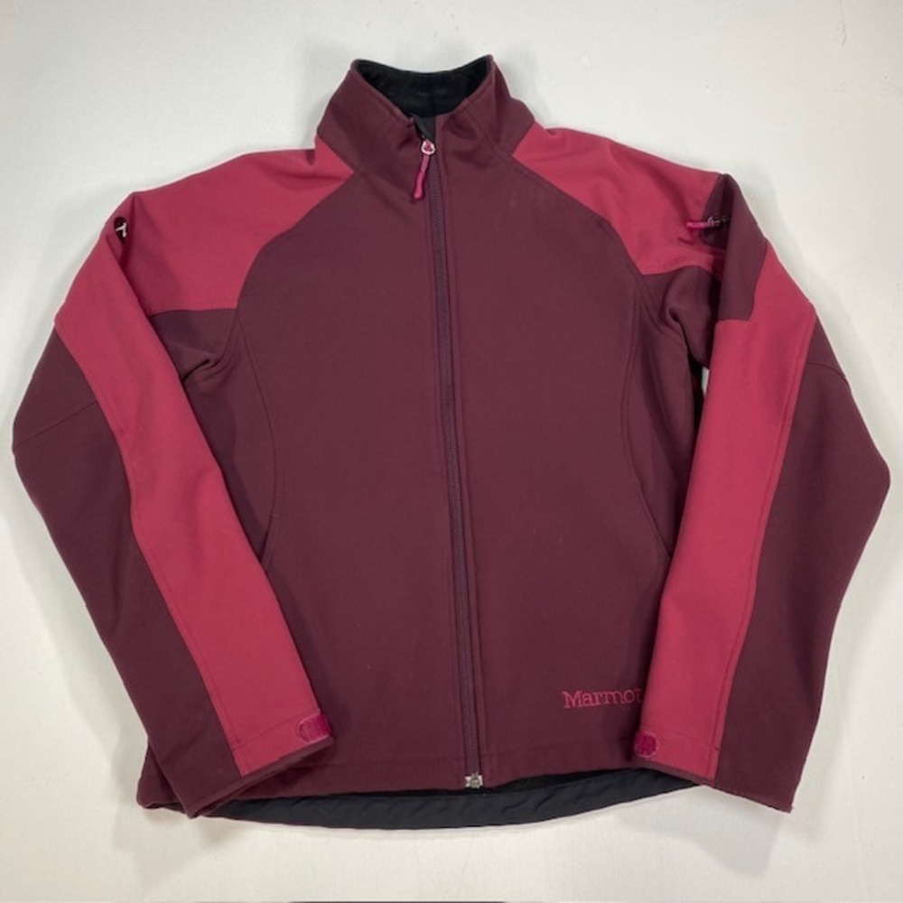 Marmot Alsek Softshell Jacket Burgundy Pink Color Block Full‎ Zip Women's L
